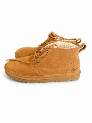 UGG Men's Brown Suede Chukka Boots Sheepskin Lined Lace Up Rubber Sole Size 12