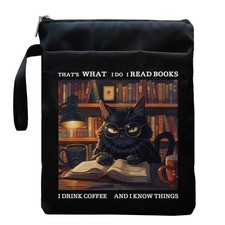 Inspirational Quotes Book Sleeve, Covers with Zipper, Large, Black-cat