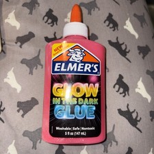 Elmers Glow In The Dark Glue. 5 fl oz Great For Slime; Pink, Yellow,  Blue.
