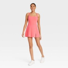 Women's Knit Squareneck Slit Active Dress - JoyLab Coral Pink XXL