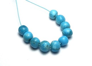 BLUE KINGMAN TURQUOISE 5mm Round Nugget Beads NATURAL COLOR 10 pcs