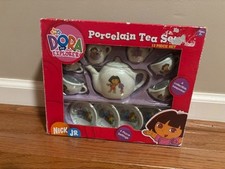 Vintage 2005 Dora The Explorer 13-Piece Porcelain Tea Set New In Box Nick Jr.