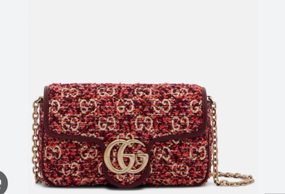Gucci GG Marmont mini Tweed Shoulder Bag red - BNWT 841290 | eBay