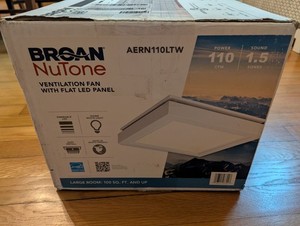 Broan NuTone AERN110LTW Ventilation Fan LED Panel 110CFM 1.5 Sones New