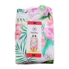 HURLEY Women's M Long Sleeve UPF Logo Rash Guard Sun Tee Hawaiian White Floral