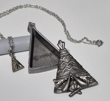 Vtg Torino Pewter Brooch Necklace Earrings Jewelry Trinket Box Tipi Tent Aztec Vtg Torino Pewter Brooch Necklace Earrings Jewelry Trinket Box Tipi Tent Aztec