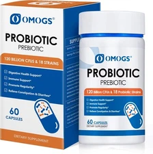 Probiotics 120 Billion CFUs 18 Strains, 3 Prebiotics and Digestive Enzymes, Gut