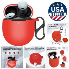 Red Silicone Case for Google Pixel Buds Pro 2022/2024 - Shockproof Waterproof
