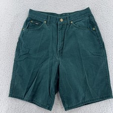 Vintage Chic High Rise Denim Shorts Womens 28x9 Green Casual Made USA 90s Y2K