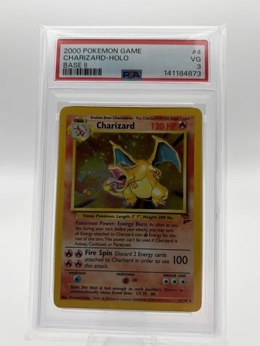 Pokémon Charizard Base Set 2 Holo PSA 3 #4/130 Dragon English 2000