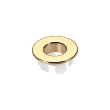 Sink Basin Trim Overflow Cover Copper Insert in Hole Round Caps Gold Tone
