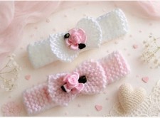 Handmade Baby Headband Set of 2 Crochet Hand Knitted Bow 0-3 Montd