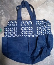 Baby Boom Diaper Bag No Flaws Lots of Pockets Navy Blue Diamond Print