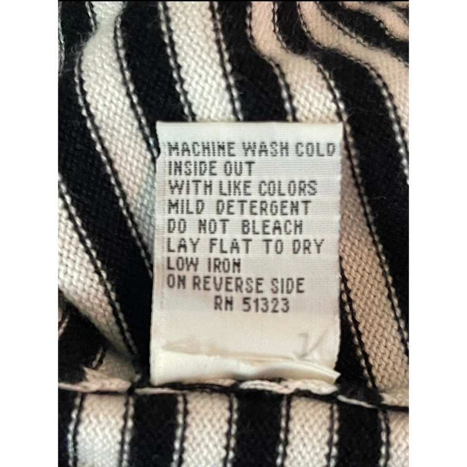 Cárdigan largo suéter Kenneth Cole para mujer negro blanco a rayas cremallera frontal 3X Foto 4 de 4
