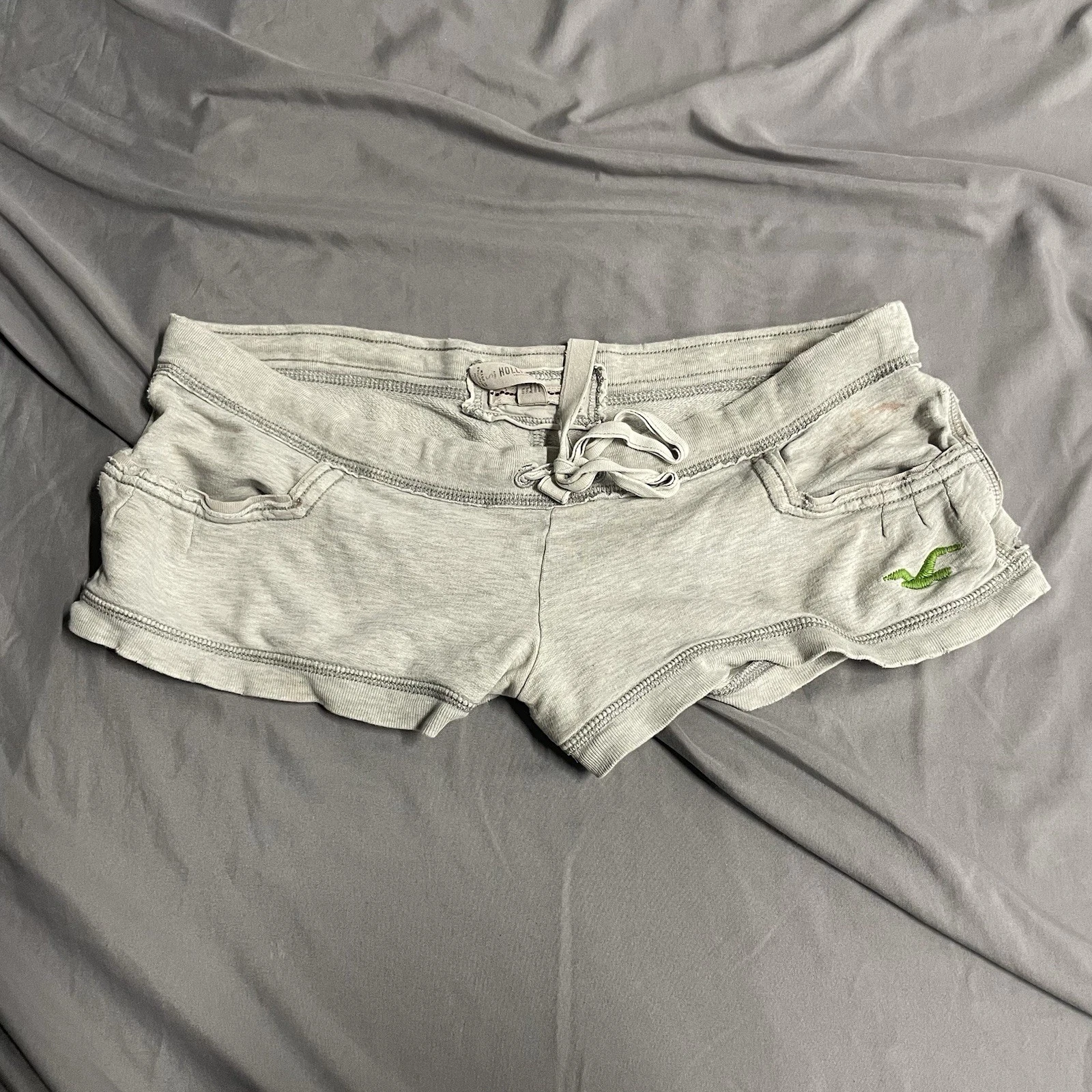 Vintage Y2K Hollister Micro Mini Booty Sweat Shorts Logo Small Preppy Low Rise