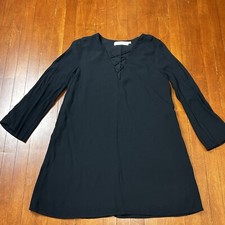 ASTR the Label Dress Shift Black Medium Above Knee Length Modest Bell Sleeve LBD