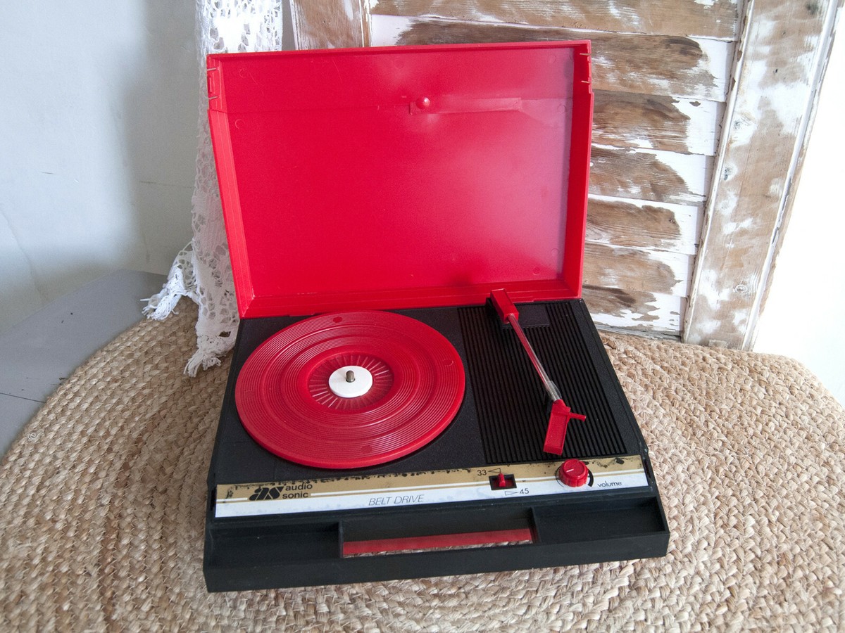 Tourne-disque Vintage Audio Sonic Capri Années 70 - Stéréo Rouge - Fonctionne