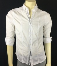 Claudio Milano Men's White Stretch Slim Fit Casual Shirt