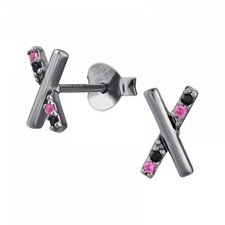 Sterling Silver X Cross Cubic Zirconia Ladies Girls Stud Earrings