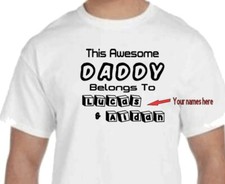Personalized Father's Day Shirt- This Awesome Daddy Belongs to... -FREE SHIPPING