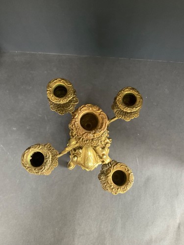 Vintage Brass 5 Arm Candelabra Italian Baroque Style - Picture 5 of 7