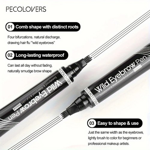 Microblading Tattoo Eyebrow 3D Liquid Ink Pen Waterproof 4 Fork Pencil Brow - Picture 6 of 10