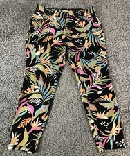 Terra  Sky Pull On Jegging Pants Womens 1X 16W 18W Stretch Black Botanical