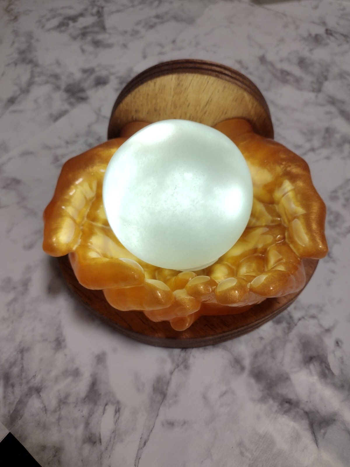 Handmade Wood and Epoxy Resin Enlightened Hands Night Light-image