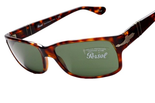 Lunettes De Soleil Persol - Verres Polarisés Verts 60mm - Modèle 131F - Occasion TBE