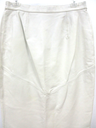 GONNA MAXENE COUTURE NEW YORK IN PELLE AVORIO TAGLIA 10 - Foto 2 di 6