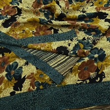 Vintage Multi Saree Pure Crepe Silk Printed Sari Craft Fabric 5yd Sewing Floral