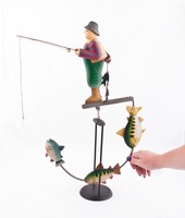 Vintage Fisherman Rocking Model Swinging Tin Toy Collectable Vintage Fisherman Rocking Model Swinging Tin Toy Collectable