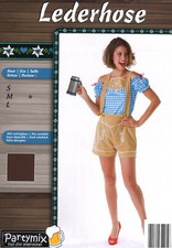 Fasching Karneval Oktoberfest Damen Shorts Lederhose braun beige weiß Gr. M NEU