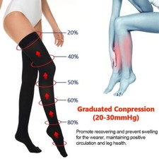Travel Compression Stockings Medical Thigh High Socks Varicose Edema Flight Hose