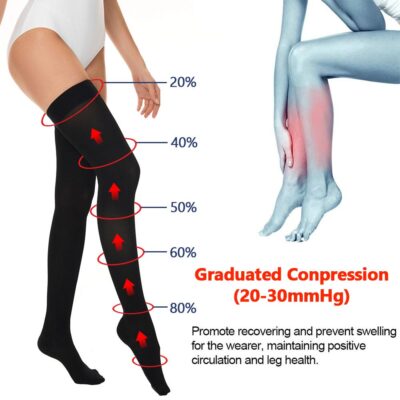 Travel Compression Stockings Medical Thigh High Socks Varicose Edema Flight Hose