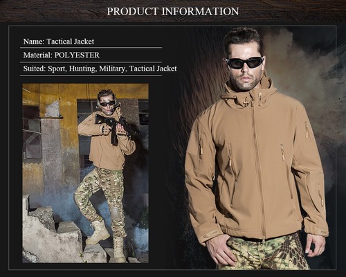 Waterproof Tactical Soft Shell Men Jacket Military Casual Windbreaker Army Coat - Picture 9 of 21
