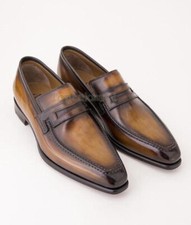 Handmade Men's Leather Two Tone Top Quality Loafers Slip Ons Classic Shoes-981