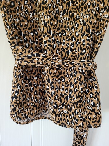 NEXT Leopard Print Belted Top Blouse Size 10 Petite. BNWOT Boho Office - Picture 3 of 5