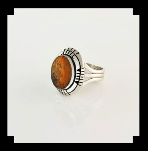 Handcrafted Sterling and Bumblebee Jasper Ring Size 9 1/4 - Picture 3 of 6