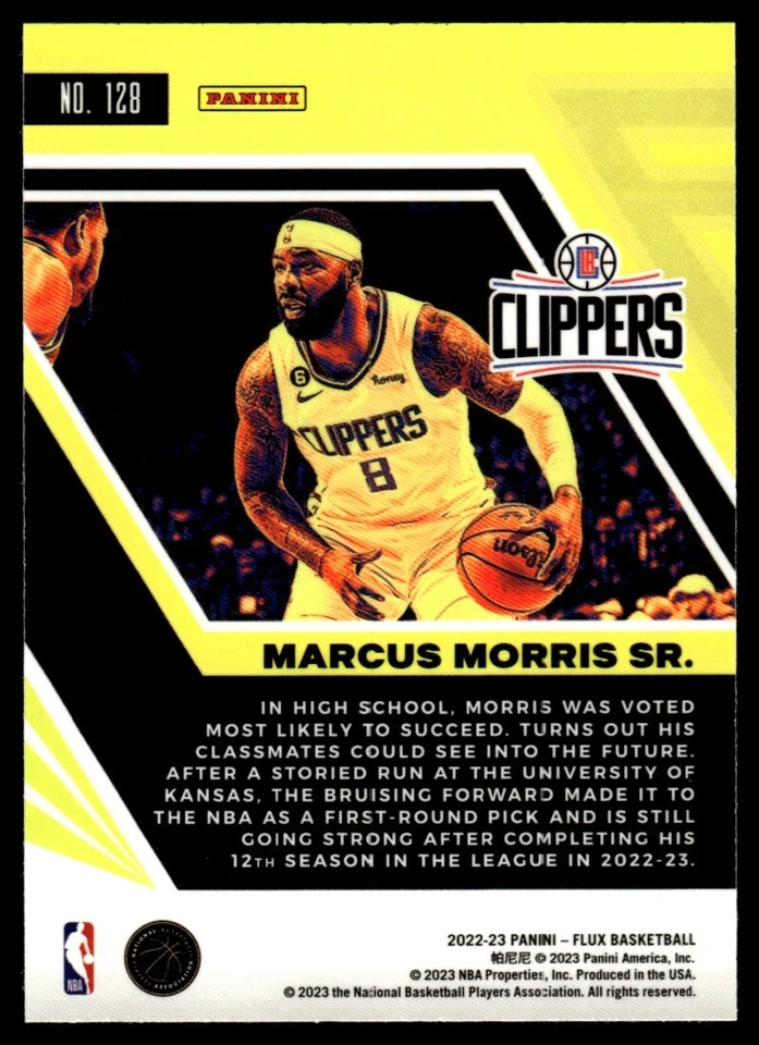 2022-23 Panini Flux Marcus Morris Sr. Los Angeles Clippers #128 - Image 2 of 2