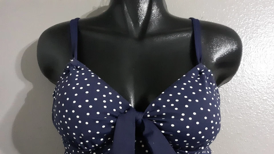 TOP TANKINI MUJER TOMMY BAHAMA AZUL.IMPRESIÓN LUNARES.TALLA XS Foto 2 de 4