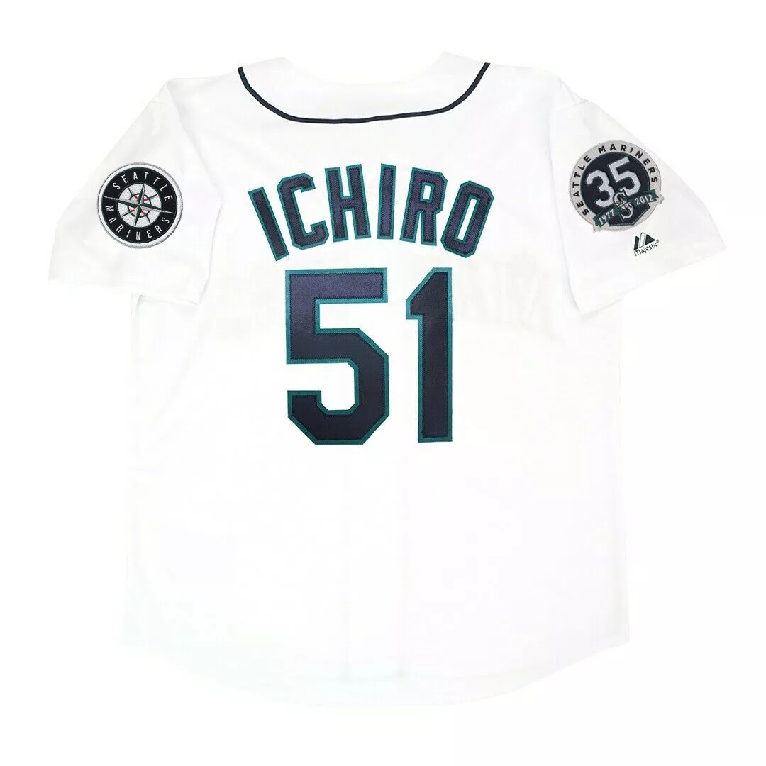 Men's Seattle Mariners Ichiro Suzuki Majestic Home White Official Cool Base Player Jersey