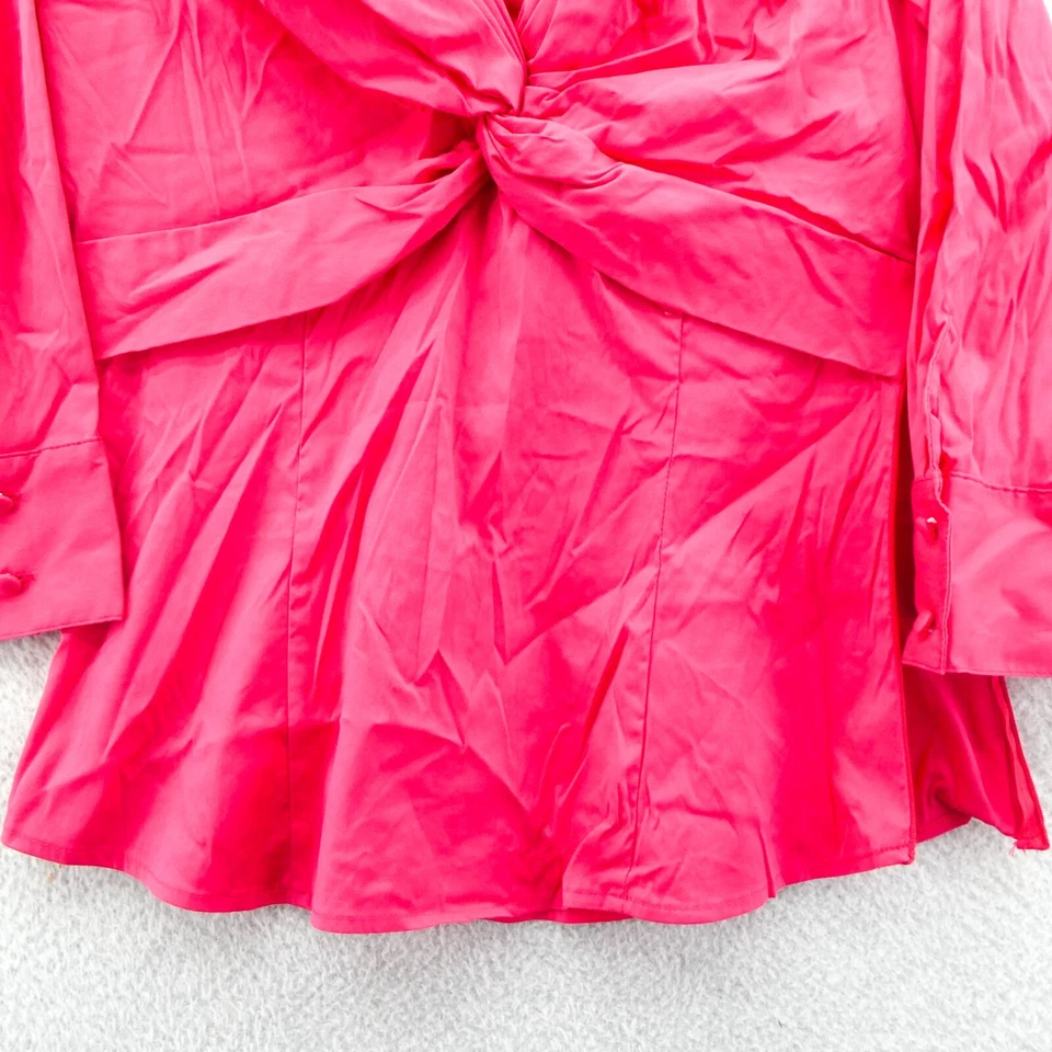 Camisa Alfani Talla 6 Mujer Rosa Botón Estilo Pullover Cuello Manga Larga Foto 2 de 4