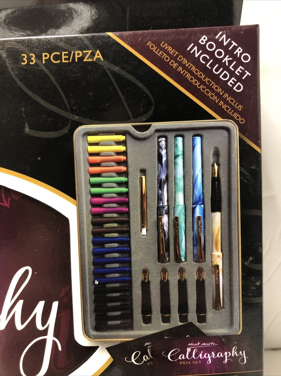 Mont Marte 33 Piece Calligraphy Pen Set W/ Pens Ink Intro Book And