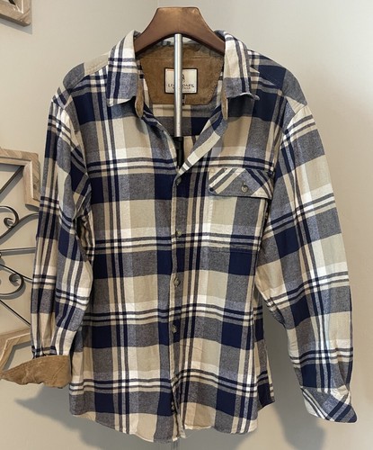 Legendäre Whitetails Herren XL blau kariert Flanell Sakko Hemd Cord Bündchen - Bild 2 von 12