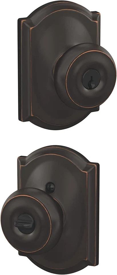 Schlage Georgian Keyed Entry Door Knob with Camelot Trim F51A GEO CAM