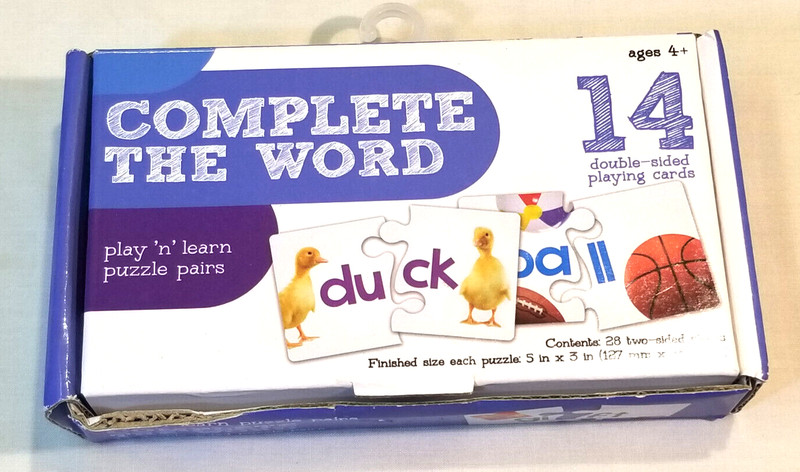 COMPLETE THE WORD, child's learning card puzzle game, ages 4+