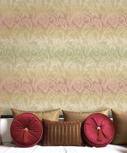 Wallpaper, System Solution, Paisley, Blue, Sludge, Ecru, Red, Ocher, Gleam, Fine - Picture 2 of 5