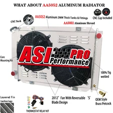 3-Rows Aluminum Radiator+Fan Shroud For 1979-1993 Ford Mustang 5.0L GT LX MT V8