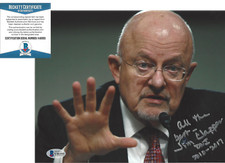 JAMES CLAPPER DIR OF NATIONAL INTELLIGENCE SIGNED 8x10 PHOTO NSA BECKETT BAS COA